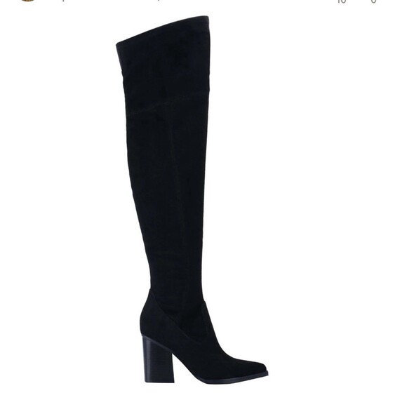 Marc Fisher Meyana Black Suede Over-The-Knee Western Toe Boot sz 6.5 - Picture 1 of 8